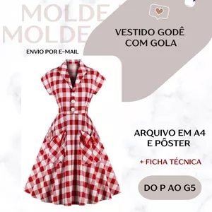 Imagem de capa para o Ebook Vestido Godê com Gola - Molde em PDF