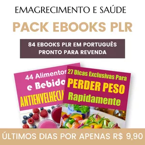 Imagem de capa para o Curso online Emagrecimento e saúde - 84 e-Books PLR em Português 