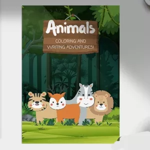 Imagen de portada para Ebook Animales para Colorear y Escribir: Aventuras en Blanco y Negro