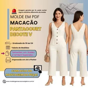 Imagem de capa para o Curso online MQ347 -MOLDE EM PDF - MACACÃO PANTACOURT DECOTE V ( com vídeo da montagem da peça)