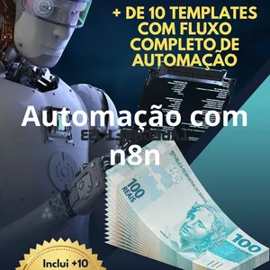 Imagem de capa para o Ebook Automação com n8n + de 10 templates prontos com fluxo completo grátis para baixar com livro