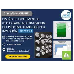 Imagen de portada para Curso online DISEÑO DE EXPERIMENTOS (D.O.E) PARA LA OPTIMIZACIÓN DEL PROCESO DE MOLDEO POR INYECCIÓN CON MINITAB