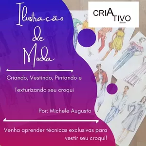 Imagem de Ilustração de moda - criando, vestindo, pintando e texturizando seu croqui criado por Studio Criativo  na hotmart