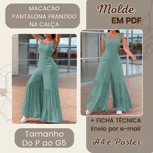 Imagem de capa para o Ebook Molde em Pdf - Macacão Pantalona com Franzido na Calça 