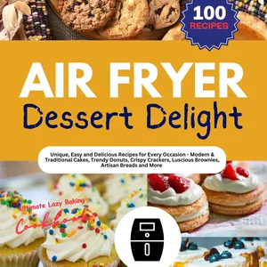Cover image for Ebook Air Fryer Dessert Delights: 100 Unique, Easy and Delicious Recipes for Every Occasion - Modern &amp; Traditional Cakes, Trendy Donuts, Crispy Crackers, Luscious Brownies, Artisan Breads and More - The Ultimate Lazy Baking Cookbook.