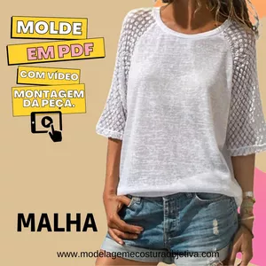 Imagem de capa para o Ebook MOLDE EM PDF - BLUSA DE MALHA COM MANGA RAGLAN (com vídeo da montagem da peça)