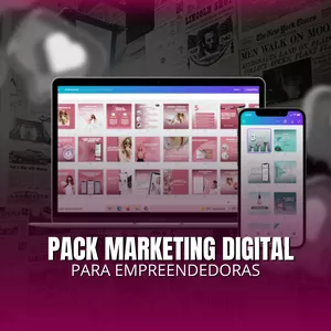 Imagem de capa para o Curso online Pack marketing digital para empreendedoras- templates instagram canva