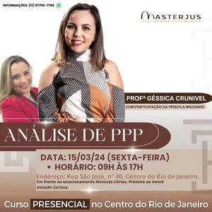Imagem de capa para o Evento presencial Curso PRESENCIAL RJ - Análise de PPP com Géssica Cruvinel e participação de Priscila Machado