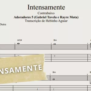 Imagem de capa para o Ebook Intensamente - Adoradores 5 (‪GabrielTavela‬ e ‪RayreMota‬): Transcrição p/ Contrabaixo c/ Tablatura + Partitura + Cifra. (Letra &amp; Música de Sullivan Dutra)