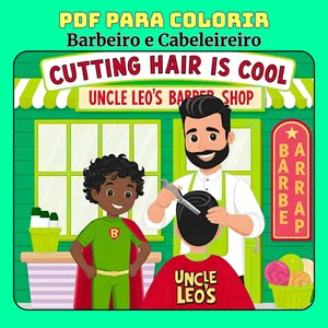 Imagem de capa para o Ebook PDF Para Colorir Coleção Thomi Profissões - Barbeiro/Cabeleireiro