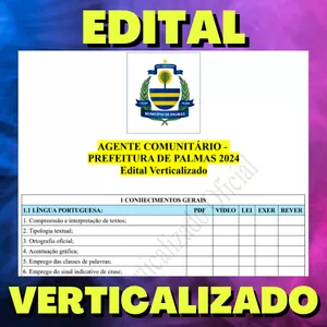 Imagem de capa para o Ebook AGENTE COMUNITÁRIO - PREFEITURA DE PALMAS 2024 - Edital Verticalizado