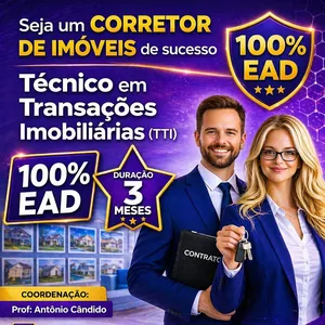 Imagem do curso CURSO TÉCNICO EM TRANSAÇÕES IMOBILIÁRIAS - CORRETOR DE IMÓVEIS 100% EAD
