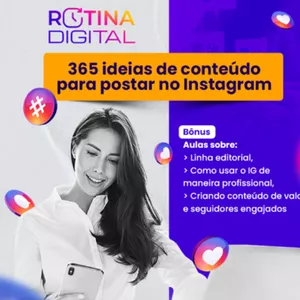 Imagem de capa para o Curso online Rotina Digital - Calendário com 365 ideias de conteúdo para postar no Instagram.