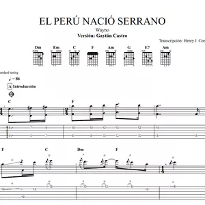 Imagen de portada para Ebook Partitura/Tablatura de "El Perú Nació Serrano"
