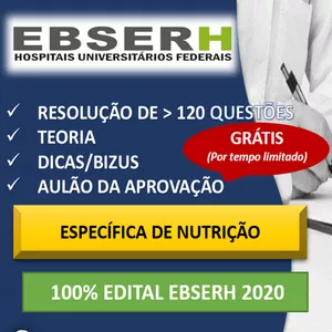 Imagem do curso Resolução de QUESTÕES + TEORIA conhecimentos específicos para Nutricionista (concurso EBSERH 2020)