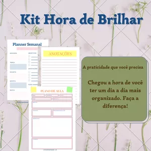 Imagem principal do produto Kit Hora de Brilhar - Planner Semanal, Plano de Aula e Bloco de Anotações