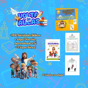 Imagem de capa para o Ebook +900 Atividades Bíblicas e Jogos: Diversão, Aprendizado e Fé + 3 Super Bônus!