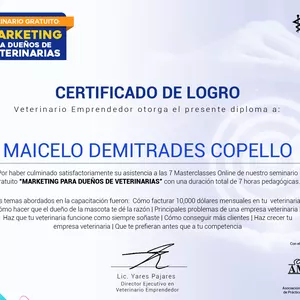 Imagen de portada para Curso online Certificado + 7 Masterclass de Marketing para Veterinarios 2022