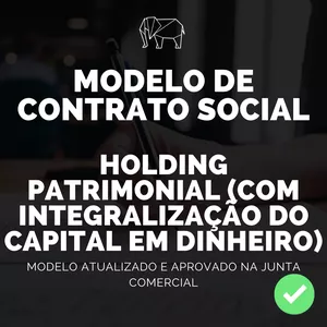 Imagem de capa para o Ebook Modelo de Contrato Social para Holding (com integralização em moeda)