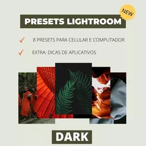 Imagem principal do produto 8 PRESETS PARA LIGHTROOM: PACOTE DARK 