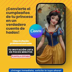 Imagen de portada para Ebook Plantilla Editable De Video Invitación Princesa BN