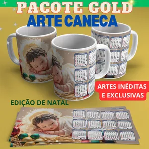 Imagem de capa para o Curso online PACOTE GOLD ARTE CANECA: EDIÇÃO NATALINA 