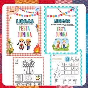 Imagem de capa para o Ebook Atividades em Libras - Tema Festa Junina