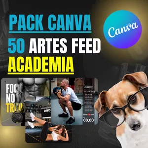 Imagem de capa para o Curso online  PACK CANVA 50 ARTES FEED - ACADEMIA