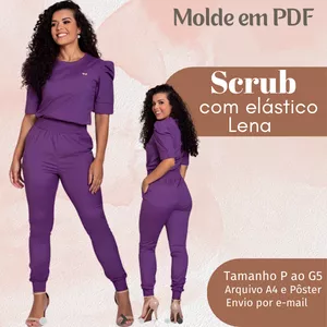 Imagem de capa para o Ebook MOLDE EM PDF SCRUB COM ELÁSTICO NA CINTURA LENA 