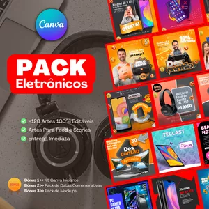 Imagem de capa para o Curso online Pack Canva Para Loja de Eletrônicos