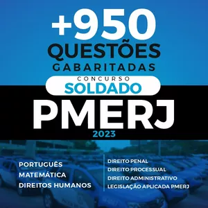 Imagem de capa para o Ebook +950 Questões Gabaritada - Prova Concurso Polícia Militar - PMERJ 2023