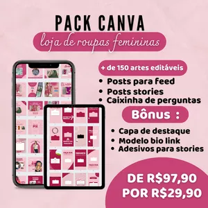Pack Canva Loja de Roupas Femininas 