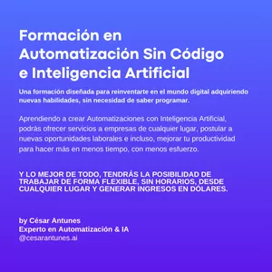Imagen de portada para Curso online Formación en Automatización No-Code e Intenligencia Artificial