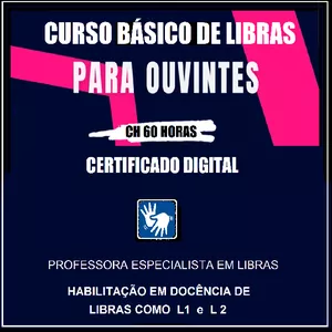 Imagem de capa para o Curso online CURSO BÁSICO DE LIBRAS PARA OUVINTES 
