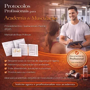 Imagem de capa para o Curso online PACK COM 93 DOCUMENTOS: POP'S ACADEMIA DE MUSCULAÇÃO, MANUAL DE BOAS PRÁTICAS, FICHAS DE AVALIAÇÃO E CONTROLE