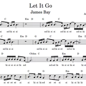 Imagem de capa para o Ebook Let It Go (James Bay) - Partitura Facilitada