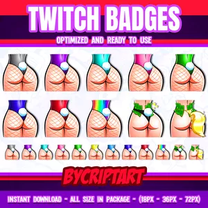 Cover image for Online course Booty Twitch Badges, Cute Butt Bit Badges, Twerking, twerk, tails, stream
