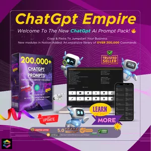 Cover image for Online course ChatGpt Prompts Pack, Over 200,000 Commands for business growth. Creating a digital product from scratch with ChatGPT, Ai Tools and much more