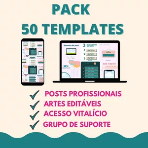 Imagem de capa para o Curso online Pack 50 Templates editáveis no Canva