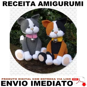 Imagem de capa para o Ebook Receita Crochê em PDF - Gato Cara Pintada Amigurumi