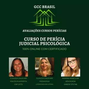 Imagem do curso Curso de Perícia Judicial Psicológica. Curso 100% online com certificado. GCC Brasil Avaliações Cursos Perícias.