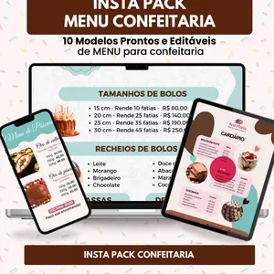 Imagem de capa para o Curso online Menu Confeitaria | Insta Packs