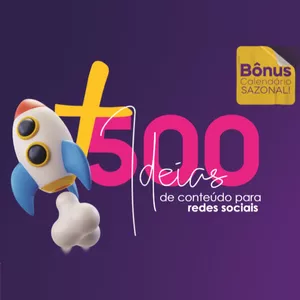 Imagem de capa para o Ebook Mais de 500 Ideias de Conteúdo para Redes Sociais