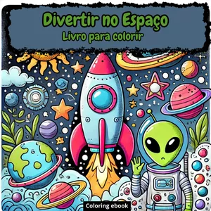 Imagem de capa para o Ebook Divertir no Espaço Livro para colorir
