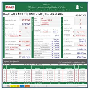 Planilha de Financiamento CEF Pré-Fixado SAC 365d dia vcto