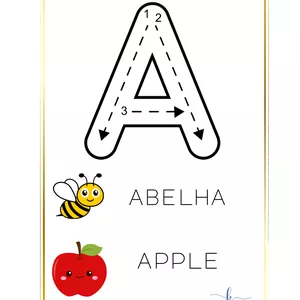 Imagem de capa para o Ebook Apostila do alfabeto para crianças autistas / TDHA com atividade de cobrir os pontinhos com recursos visuais em inglês e português  