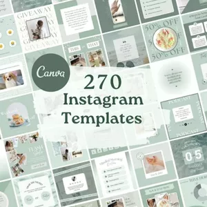 Imagen de portada para Ebook 270 Plantillas de Canva para post y stories de Instagram