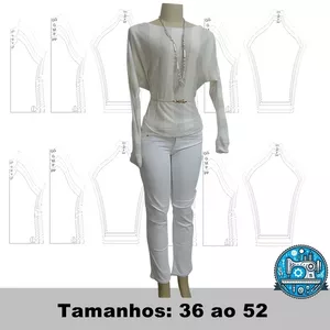 Imagem de capa para o Ebook Molde Digital Feminino de Blusa Manga Morcego (36 ao 52)