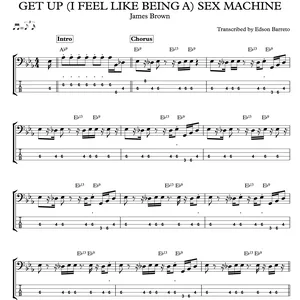 Cover image for Online course SEX MACHINE (James Brown) Bass Score &amp; Tab Lesson