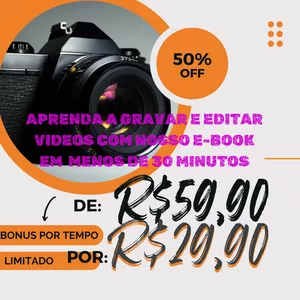 Imagem de capa para o Ebook APRENDA A GRAVAR VIDEOS E EDITAR EM MENOS DE 30 MINUTOS!!